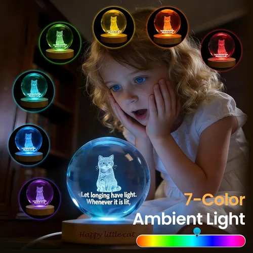 Miniatura 5 de Bola de fotos de cristal 3D personalizada, regalo de imagen grabado con láser, recuerdo conmemorativo único y luz nocturna LED romántica para mamá