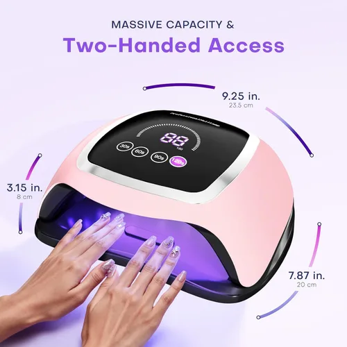 Miniatura 3 de Gugusure Lámpara de uñas LED UV, secador de uñas mejorado de 180 W para esmalte de gel con pantalla LCD, sensor automático y 4 ajustes