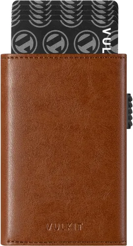 Miniatura 29 de VULKIT Cartera con tarjetero para hombre, con cierre magnético, bloqueo RFID, billetera de cuero triple, marino, Moderno