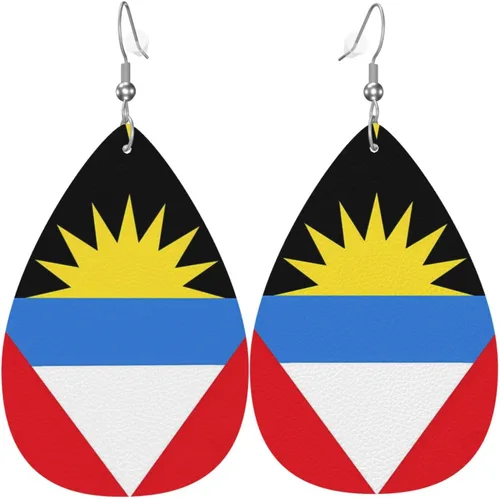 Pendientes de bandera de país en forma de lágrima para mujer, ligeros, de cuero, colgantes, joyería patriótica para regalos