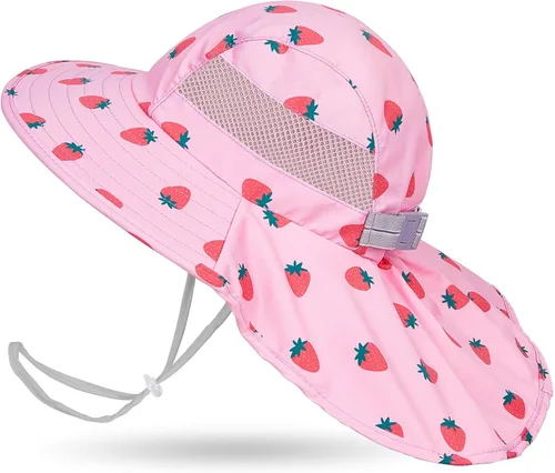 Miniatura 90 de Sombrero de sol para niños, protección UV, unicornio, verano, playa, jugar con ala ancha, solapa para el cuello para niñas y niños