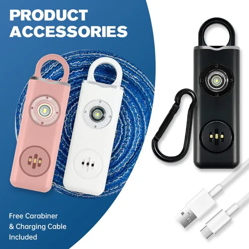 Miniatura 7 de Alarma de seguridad personal recargable, llavero de 130 dB con luz intermitente SOS, peso ligero de 0.99 oz, más de 500 días de espera, alerta