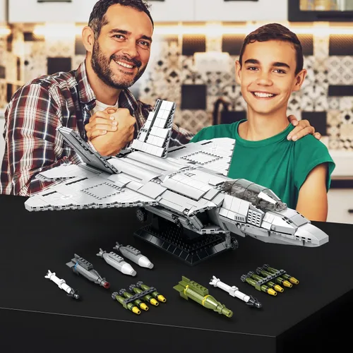 Miniatura 6 de JMBricklayer Conjunto de Bloques de Construcción del Avión de Combate F-22 Raptor, Juego de Construcción de Avión Militar, Conjuntos de Construcción