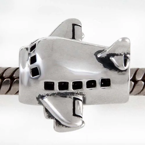 Miniatura 4 de Perlas de vuelo de viaje de plata fina de ley 925 para brazalete Airplane Charms.
