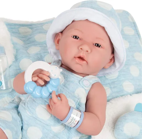 Miniatura 2 de JC Toys La Newborn Muñeca bebé de vinilo completo anatómicamente correcta de 15" de niño en azul y accesorios de lujo, diseñada por Berenguer., Azul