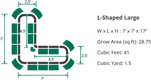 Miniatura 2 de Vego garden Cama de jardín elevada en forma de L de 17 pulgadas de alto para verduras, flores, jardinera de tierra, tamaño grande Verde oliva