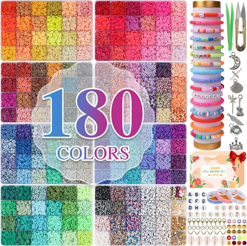 Miniatura 11 de XSEINO 46000 cuentas de arcilla, 216 colores, 10 cajas de cuentas de arcilla, 5 estilos de cuentas de letras, con accesorios de fabricación rica y 3