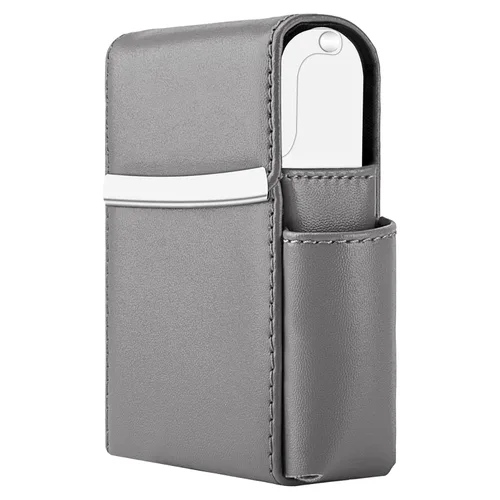 Miniatura 7 de Caja de cigarrillos deslizante de piel sintética con soporte para encendedor y trabilla para cinturón para hombres y mujeres, unisex