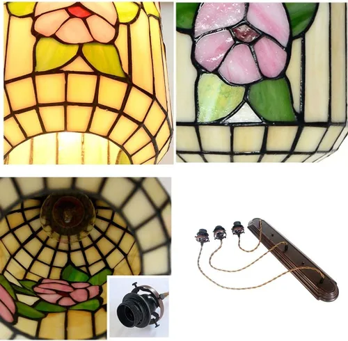 Miniatura 2 de Lámpara colgante vintage de 1/3 luces, estilo rústico Tiffany, vitral, lámpara colgante para cocina, isla, comedor, cafetería, balcón, bar, lámpara