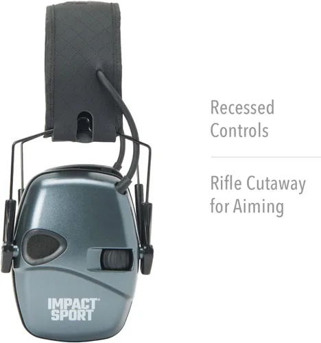 Miniatura 3 de Howard Leight Impact Sport - Orejera Bluetooth para disparar, color negro, atenuación de ruido de 21 dB, unisex para jóvenes y adultos Gris carbón