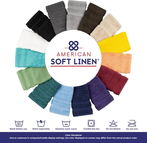 Miniatura 8 de American Soft Linen - Juego de 4 toallas, 100% de algodón turco, 27 x 54 pulgadas, tamaño extragrande, toallas para la ducha, color amarillo