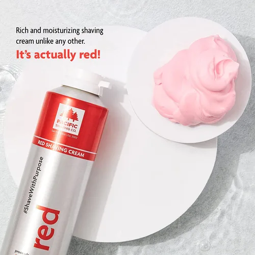 Miniatura 2 de Pacific Shaving Company Red Shaving Cream - Crema de afeitar colorida espumosa - Crema de afeitar hidratante, reductora del enrojecimiento + crema