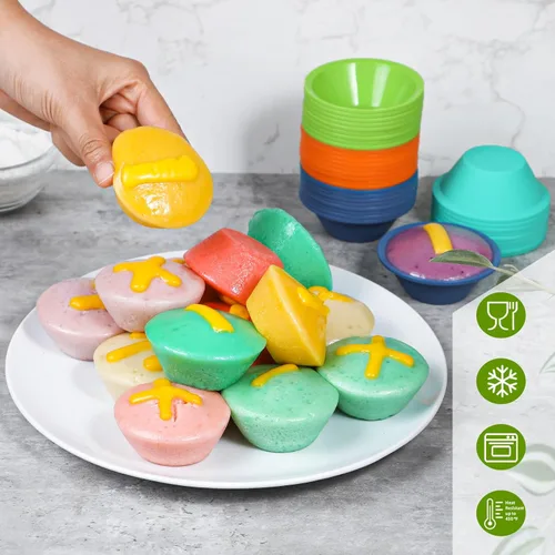 Miniatura 5 de Webake 36 piezas de silicona de platino Puto Molder filipino de tamaño mediano, 2.75 pulgadas reutilizable Kutsinta para vaporera, taza de repuesto