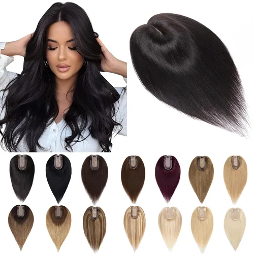 Miniatura 12 de SEGO Extensiones de Cabello para Mujeres Cabello Humano Real Con Flequillo, Base de Seda de 7 * 13CM (2.8 x 5.1 pulgadas) Cabello Humano Remy 100%