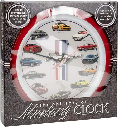 Miniatura 3 de Mark Feldstein & Associates History of Mustang Sound - Reloj de pared, 13 pulgadas, color rojo