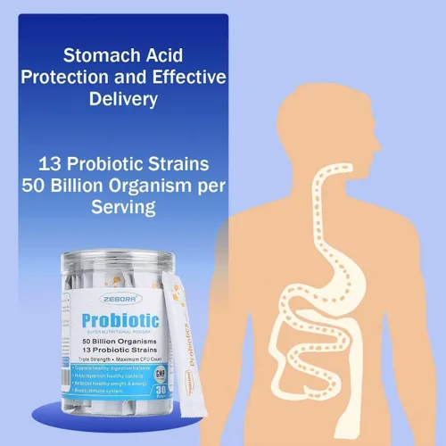 Miniatura 7 de ZEBORA Probióticos para mujeres, hombres y niños a partir de 3 años, prebióticos y probióticos en polvo para la salud digestiva e inmunológica
