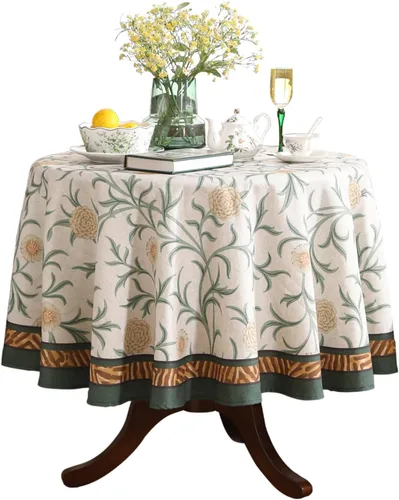 Miniatura 80 de patdrea - Mantel de lino floral, grueso, decorativo y francés para mesas rectangulares o cuadradas, para cocina y comedor, 55 x 79 pulgadas