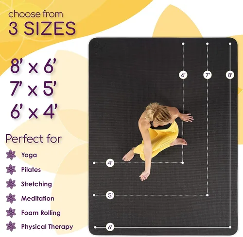 Miniatura 7 de Alfombrilla de yoga grande de 6 x 4 x 8 mm extra gruesa, duradera, ecológica, antideslizante y sin olor para ejercicio descalzo y premium
