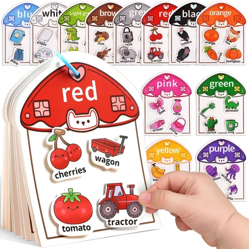 Libro Ocupado Montessori de Clasificación de Colores para Niños Pequeños de 2 a 4 años, Actividades Educativas de Aprendizaje Preescolar para Niños,