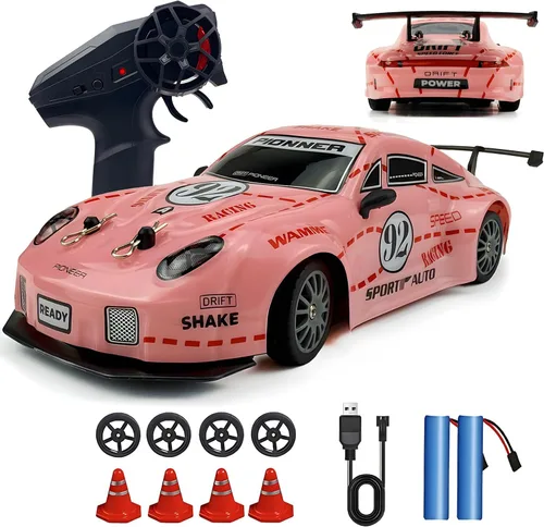 Miniatura 7 de HTURCCOP 1:24 RC Cybercar, 2.4GHz RC Drift Cars con luz LED, juguetes de carreras para niños y niñas de 8 a 12 años, velocidad ajustable 15.5 mi/H