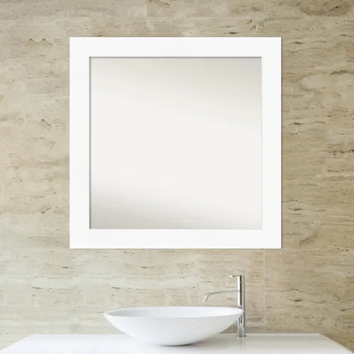 Miniatura 6 de Amanti Art Espejo de baño plateado para sobre el fregadero, espejo cuadrado de níquel cepillado de 30 x 30 pulgadas, marco moderno grande, se cuelga