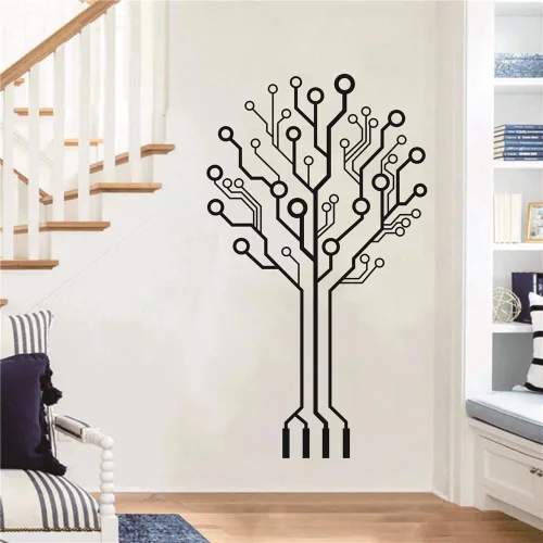 Miniatura 3 de Pegatinas de pared para placa de circuito de tecnología de oficina, software de computadora, árbol de ciencia, decoración de pared, arte extraíble