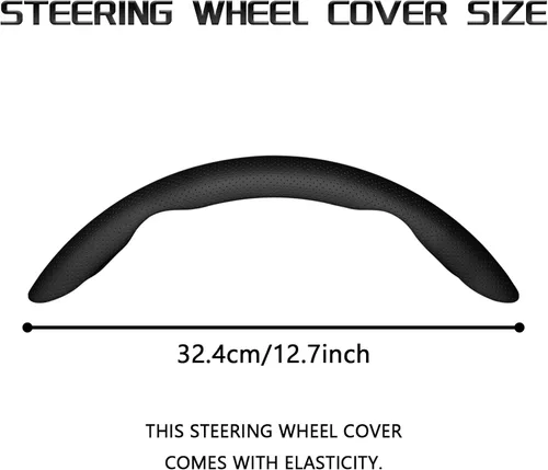 Miniatura 2 de Funda para volante de 2 piezas, protector de volante segmentado de fibra de carbono, universal y antideslizante, funda protectora de cuero duradera