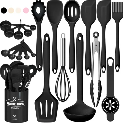 Umite Chef - Juego de utensilios de cocina de silicona, juego de 22 espátulas de utensilios de cocina, silicona antiadherente resistente al calor,