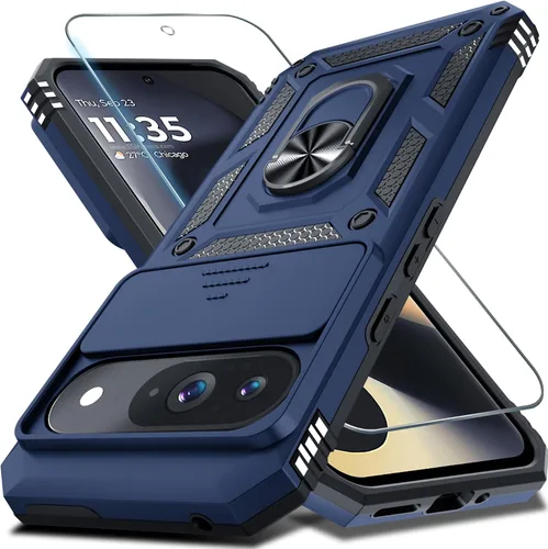 Miniatura 29 de Janmitta - Funda compatible con Google Pixel 9 Pro XL con cubierta deslizante para lente de cámara incorporada + protector de pantalla + soporte