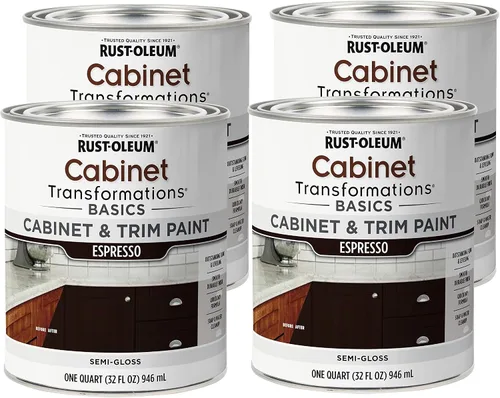 Miniatura 9 de Rust-Oleum 372012 Transformations Basics - Pintura para gabinetes y molduras, cuarto de galón, color negro