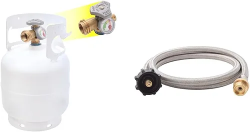 Miniatura 14 de Flame King YSN5LB-GAUGE - Cilindro de tanque de propano de acero de 5 libras con manómetro y válvulas OPD para parrillas y barbacoas, camping, pesca