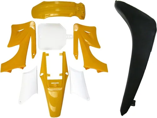 Miniatura 10 de Kit de carenado de plástico, piezas de guardabarros y asiento negro para Apollo 110cc 125cc 150cc Pit Dirt Bike (4naranja + 3blanco)