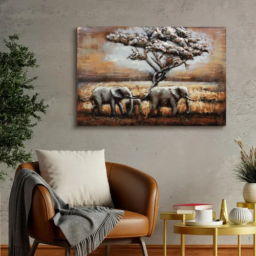 Miniatura 4 de Empire Art Direct Arte de pared de metal de elefantes, escultura de pared de hierro mezclado pintado a mano, decoración de pared 3D, listo