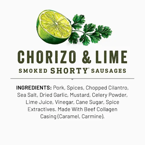 Miniatura 7 de Duke's Chorizo de cerdo y salchichas ahumadas de lima, 0.27 oz de proteína por porción, regalo de aperitivo de carne para el día del padre, 5 onzas.