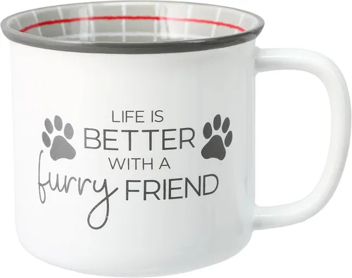 Pavilion Gift Company - Life Is Better With A Furry Friend - Taza de café de 18 onzas para gatito, cachorro, felino, K-9, gato, perro, amante,