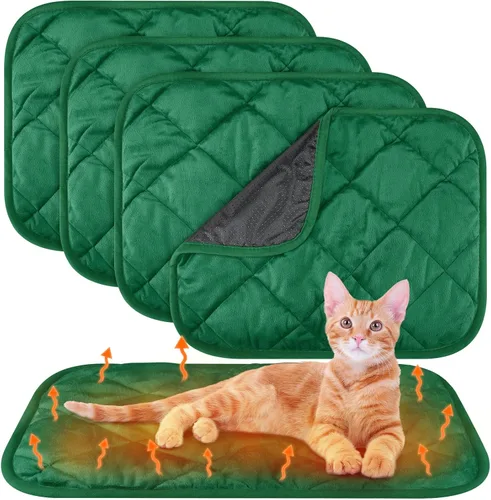 Miniatura 45 de Paquete de 4 Almohadillas Autocalentables para Gatos, Alfombrilla Autocalentable para Perros que Refleja el Calor Corporal, Almohadilla Térmica