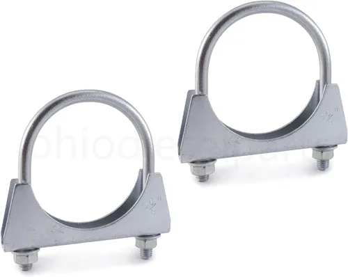Miniatura 15 de Abrazadera de silenciador resistente de 3 pulgadas - Estilo de sillín con perno en U - Zinc (paquete de 2)