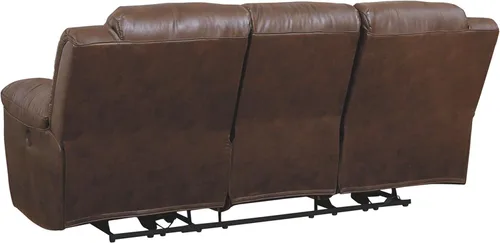 Miniatura 4 de Signature Design by Ashley Stoneland - Sofá biplaza reclinable manual de piel sintética con consola central, color marrón claro Gris
