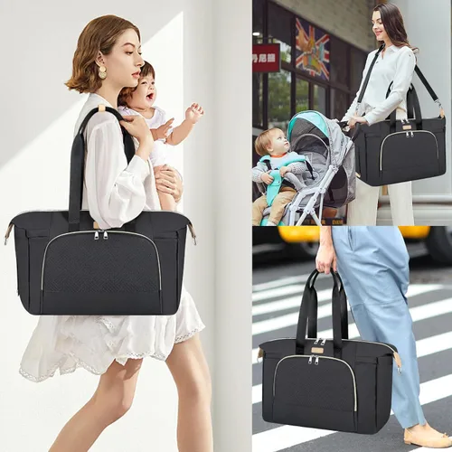 Miniatura 2 de ITIEZY Bolsa de pañales tipo tote para bebé - Bolsa grande para mamá con cambiador portátil, estuche para chupete, bolsas de hospital, bolsa
