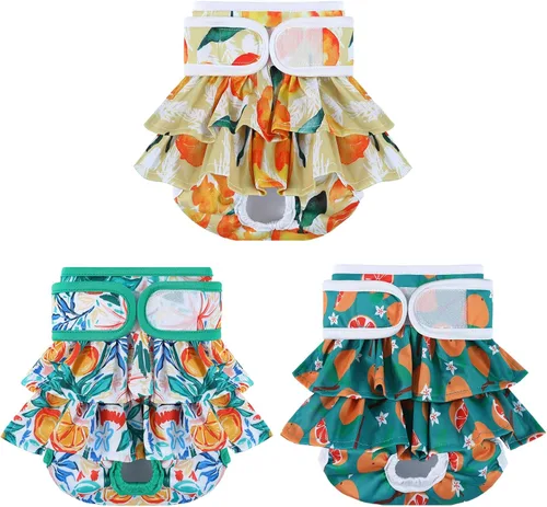 Miniatura 9 de Pañales Reutilizables para Perras Hembras Paquete de 3 Pañales Lavables Altamente Absorbentes para Perras, Pañales Flexibles para Perras, A Prueba