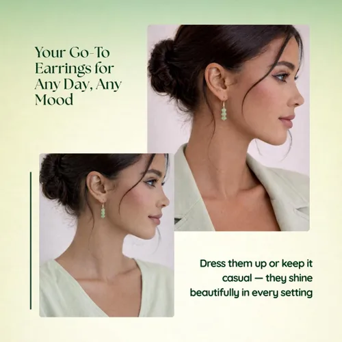 Miniatura 7 de Gempires - Aretes ligeros con cuentas hechas a mano, hipoalergénicos, chapados en oro, aretes colgantes para mujer