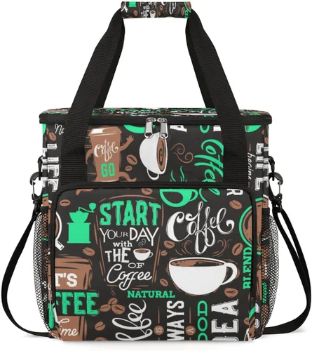 Turquesa comienza tu día con la bolsa de transporte para cafetera, bolsa de almacenamiento de viaje para cafetera, bolsa de almacenamiento de viaje