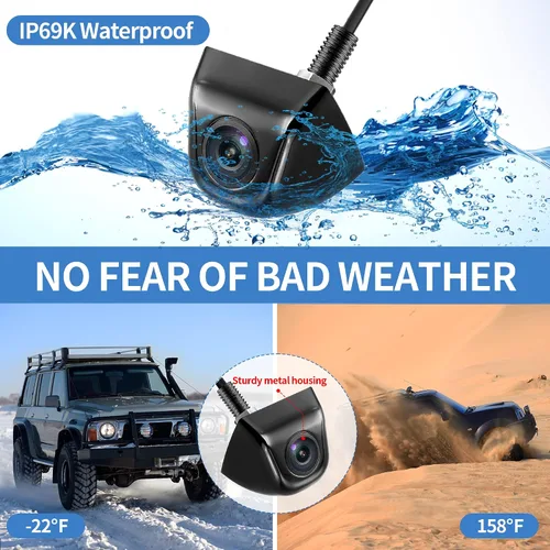 Miniatura 3 de Cámara de retroceso/frontal/lateral, HD 720P Metal OEM estilo 170 grados gran angular IP69K impermeable visión nocturna transparente cámara de Negro