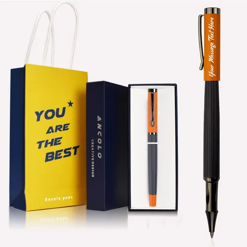 Miniatura 10 de Ancolo Bolígrafos de rodillo personalizados, punta media, con caja de regalo, tarjeta de regalo, bonito regalo de recuerdo, grabado con tu