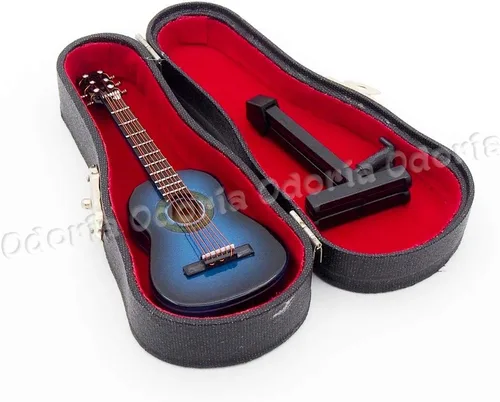 Miniatura 6 de Odoria 1/12 Guitarra Miniatura Casa de Muñecas Instrumentos Musicales Accesorios, Azul