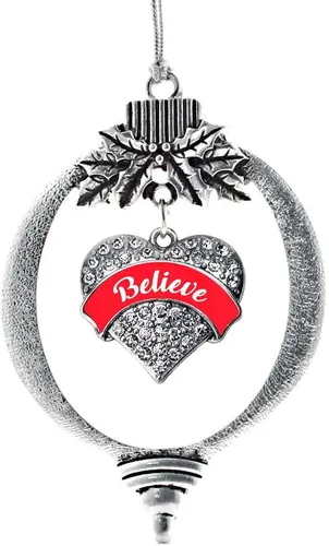 Miniatura 107 de Inspired Silver - Red Merry - Adorno de Navidad plateado - Adorno de árbol de Navidad con dije de corazón con circonita cúbica - Decoración colgante