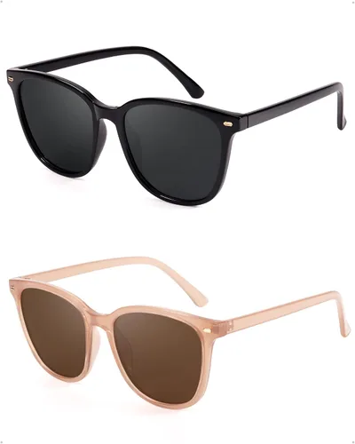Miniatura 11 de FIMILU Paquete de 2 lentes de sol polarizados para mujer, lentes de protección UV400, montura grande, lentes de moda, elegantes