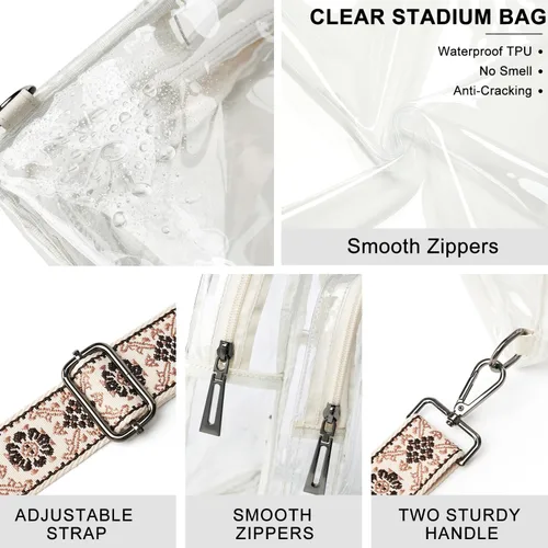 Miniatura 6 de LATMAP Bolsa transparente para eventos de estadio, bolso transparente para mujer, bolsa cruzada de estadio, bolsa transparente para conciertos