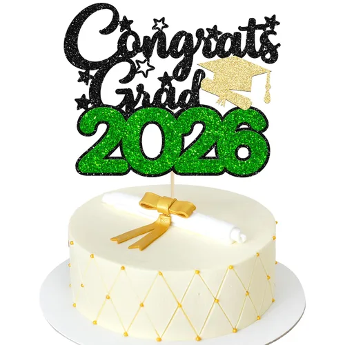 Miniatura 21 de Gyufise 1 decoración de pastel de graduación azul 2024 de felicitaciones para tartas de graduación 2024, decoración de pastel con purpurina