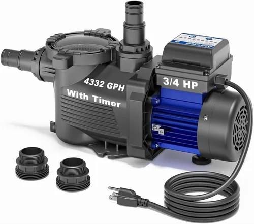Miniatura 8 de AQUASTRONG - Bomba de piscina sobre el suelo de 1 HP, de una sola velocidad, adaptador de 1.25 pulgadas y 1.5 pulgadas, 115 V, 4945 GPH, alto flujo